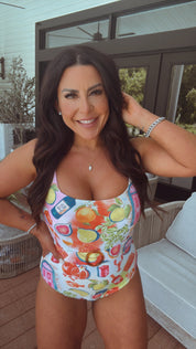 Chic Multicolor Fruit One Piece Bathing Suit