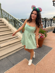 Seafoam Box Pleat Flare Denim Dress