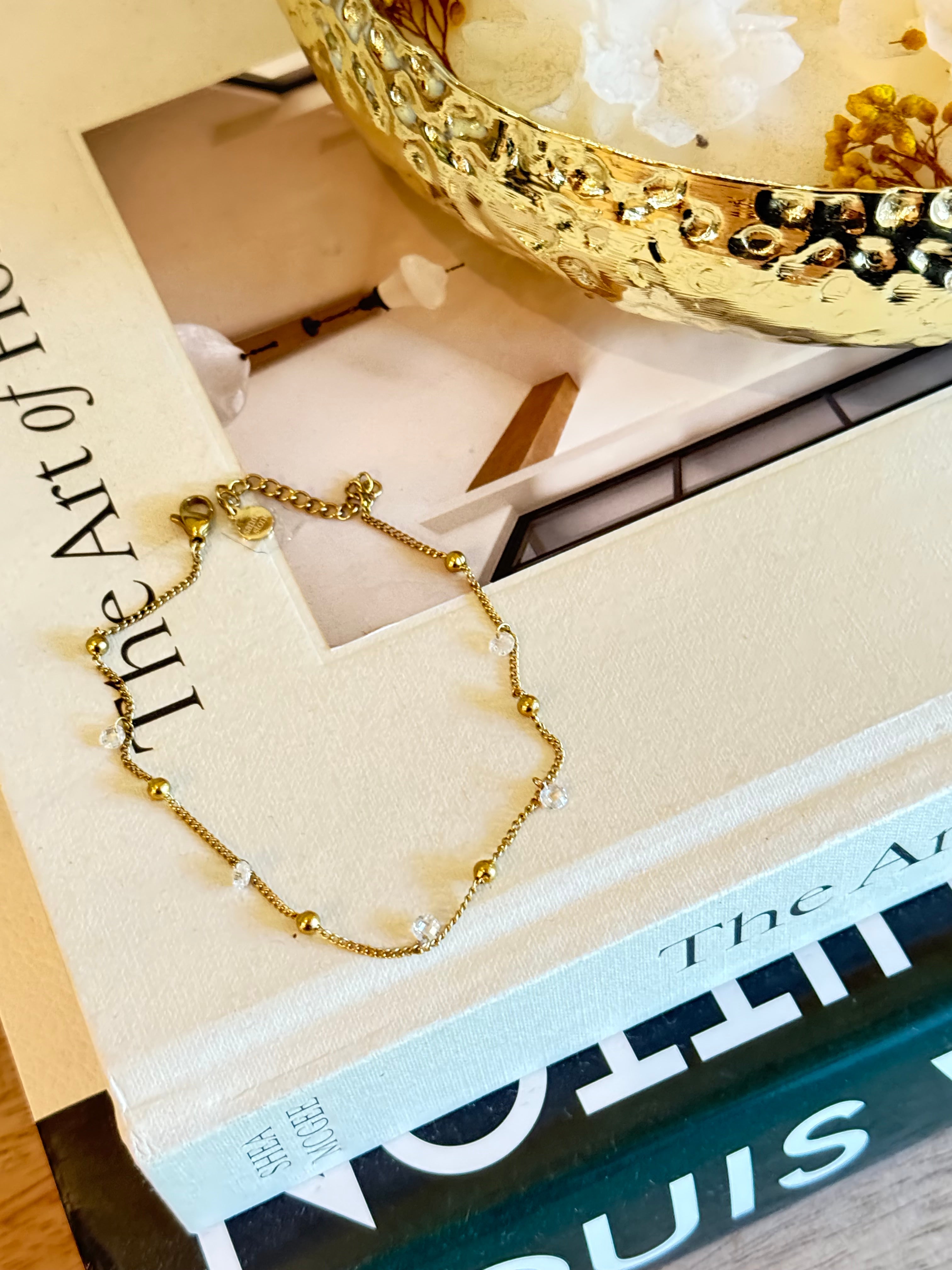 Gold and Crystal Anklet
