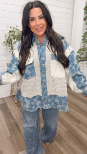 POL Floral Denim Oversized Jacket