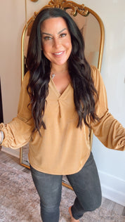 Lightweight Ultra Soft Long Sleeve Camel Top