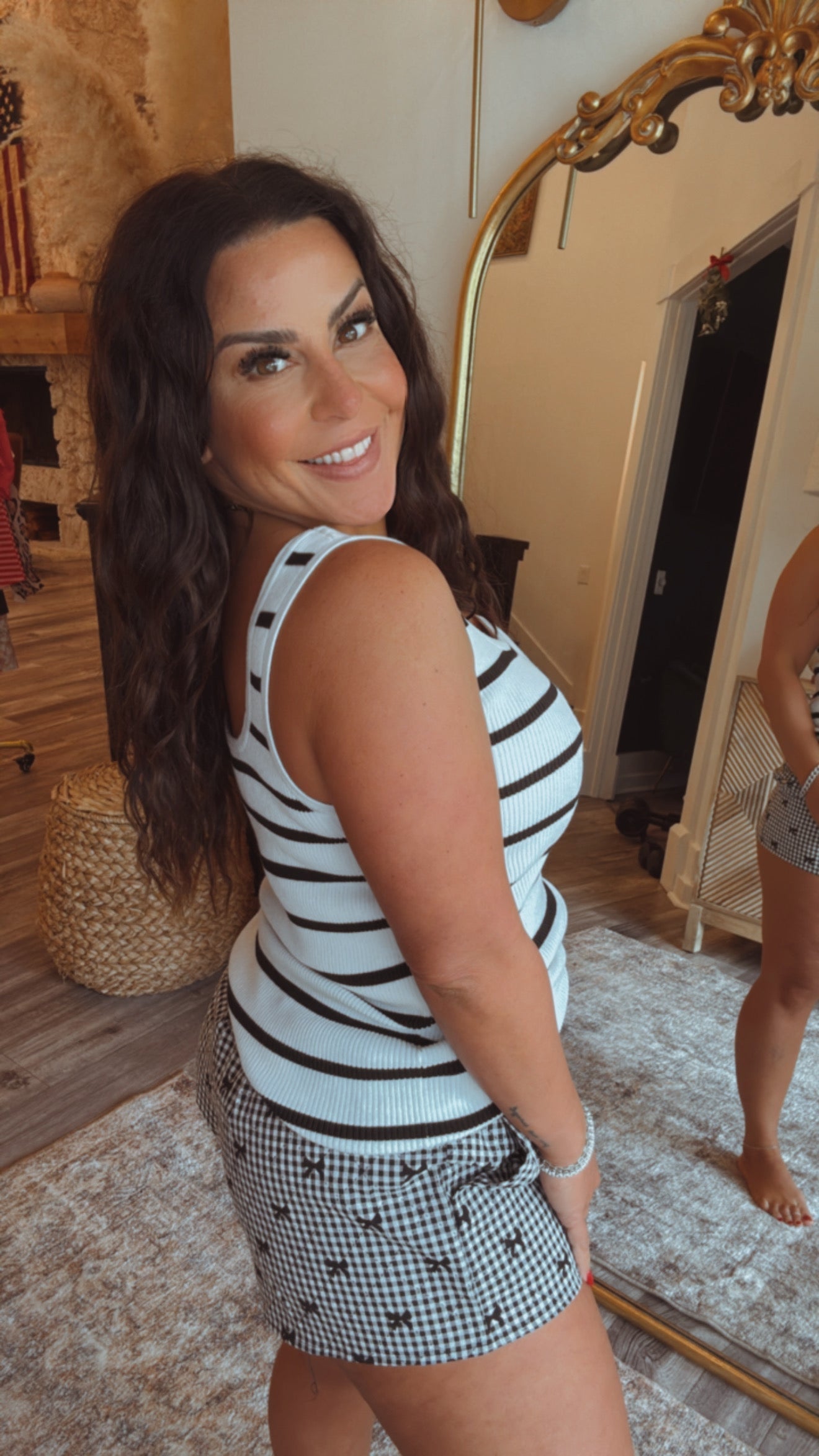 Black and White Gingham Bow Shorts