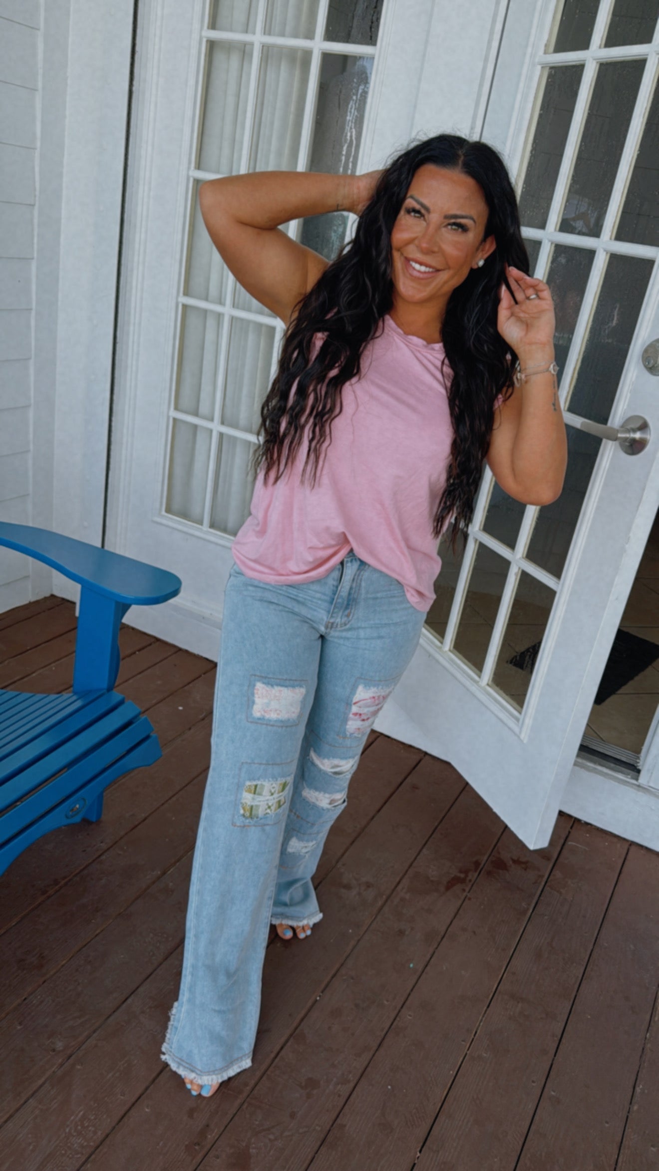 Dusty Pink Flutter Sleeve Top