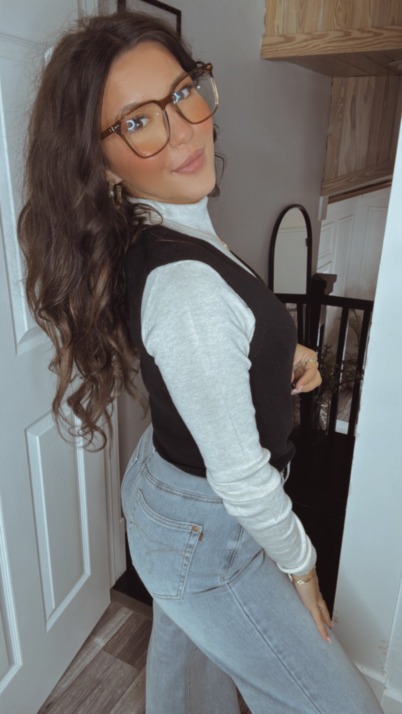 Chic Black Knit Wool Sweater