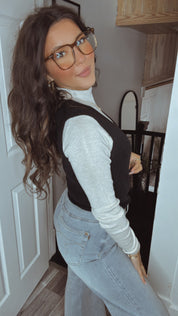 Chic Black Knit Wool Sweater