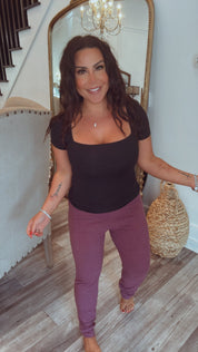 Berry Ultra Soft ribbed Cuffed Leggings