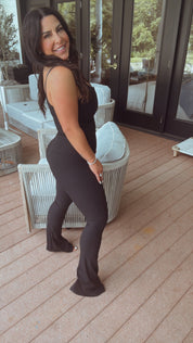 Sassy Black Button Up Ribbed Tank