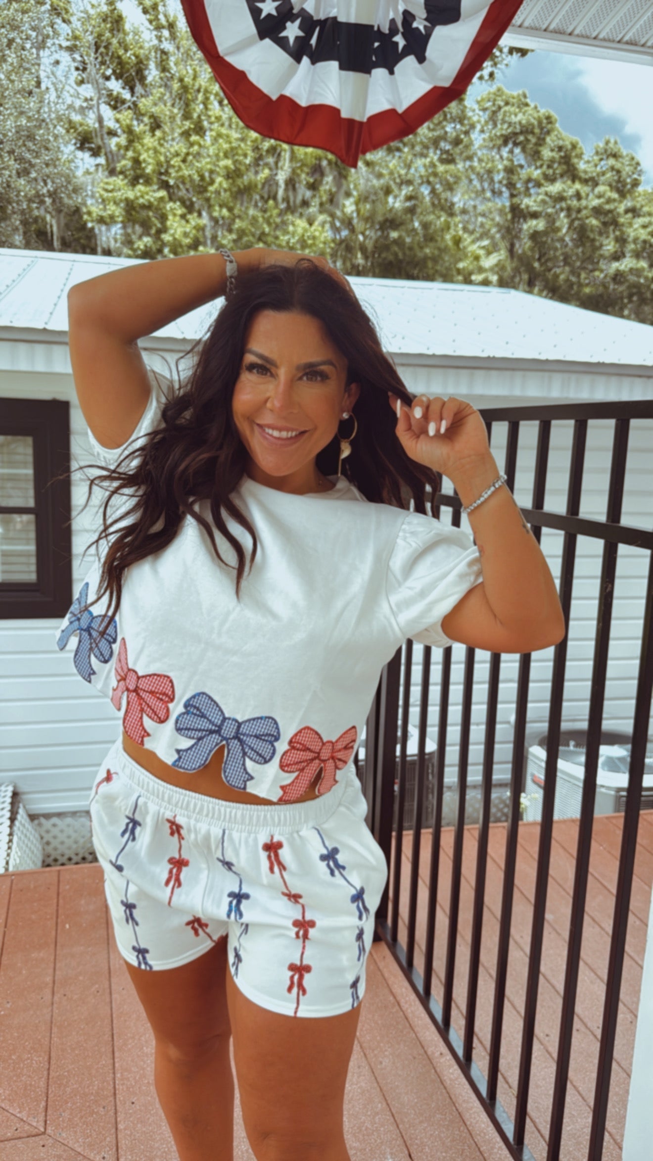 White With Sequin Bow Shorts