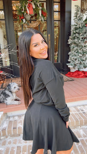 Chic Black Ultra Soft Turtle neck And Skirt Set