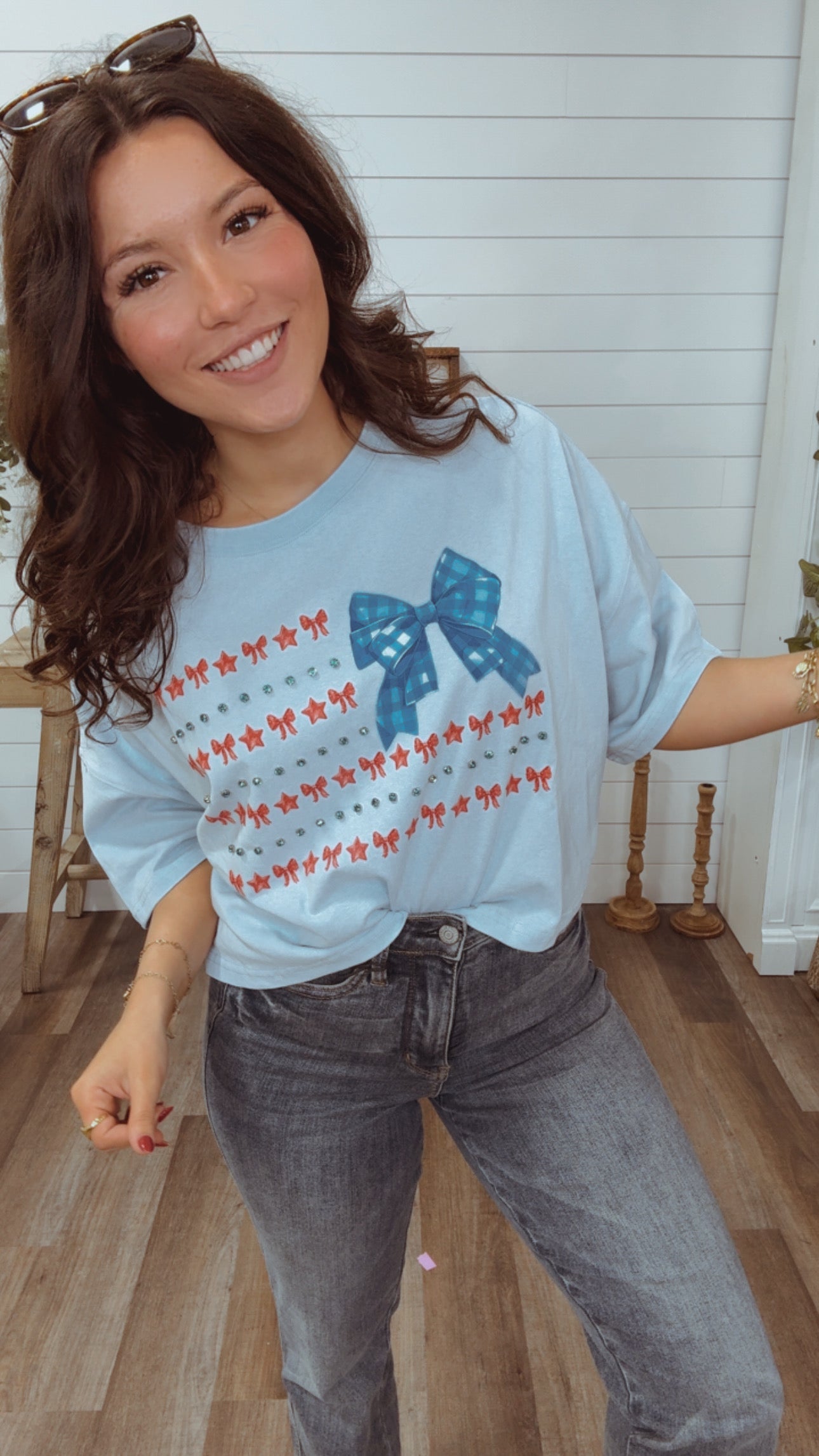 Light Blue Flag with Crystal Embellishments