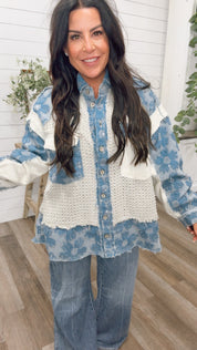 POL Floral Denim Oversized Jacket