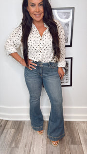 Judy Blue High Waist Petite Flat Tummy Control Double Button Jeans