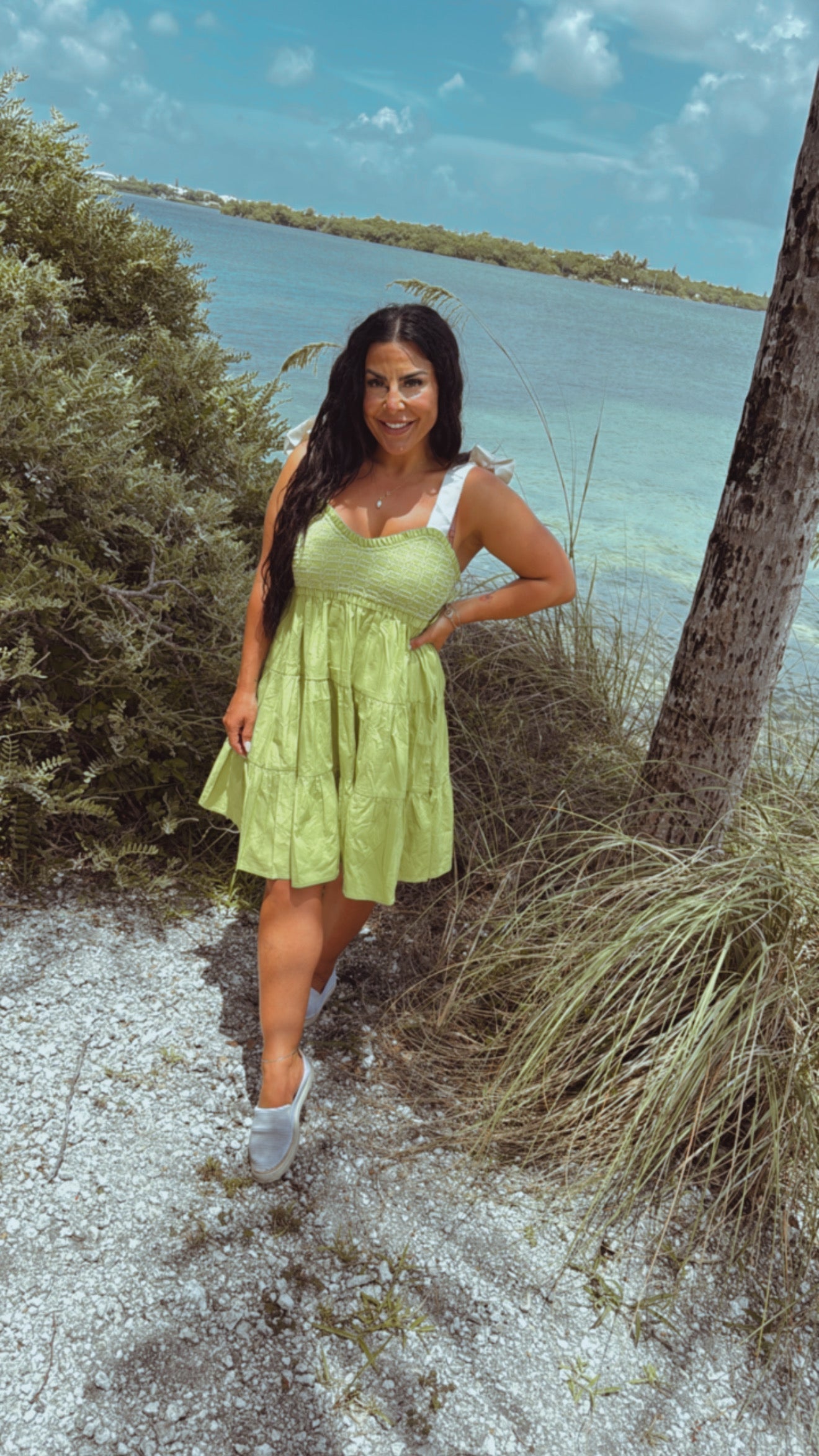 Lime Green Tiered Baby Doll Dress