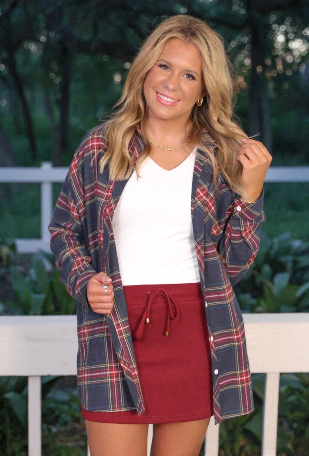 Lola Flannel Tunic Top Navy