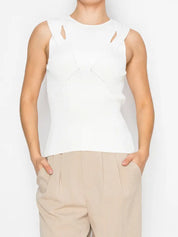 Stitch and CO Chic White Elevated Cut out Sleeveless Top