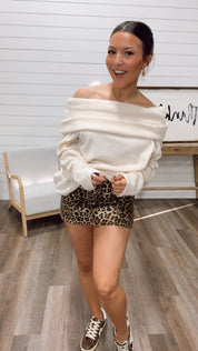 Leopard Denim Jean Skirt