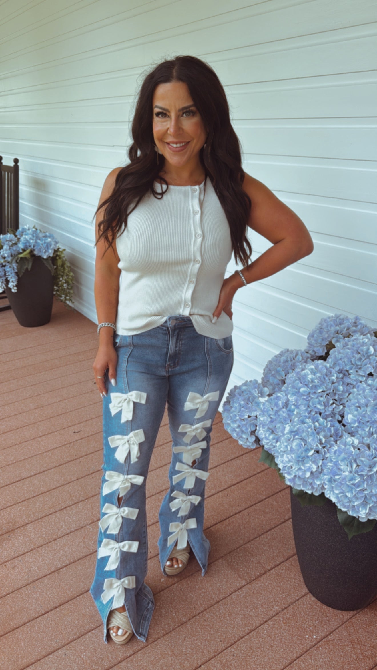 Ultra Soft Knit Taupe Sleeveless Button Up Top