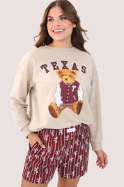 Benny The Bear Texas Pullover- Maroon