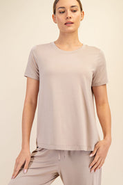 Rae Mode Taupe Viscose Modal Short Sleeve Top 30a