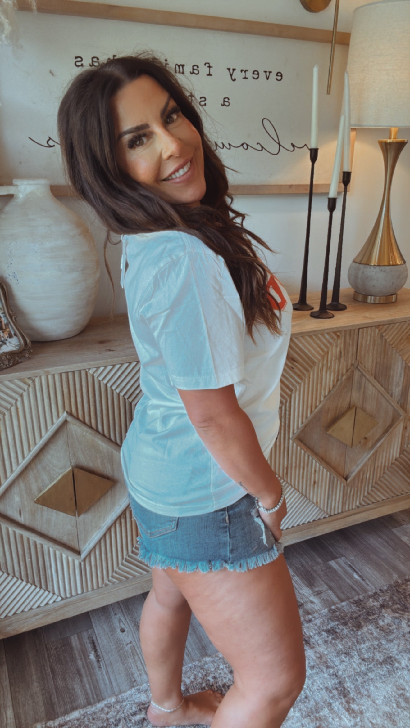 Medium Wash Distressed Patch Fray Hem Saige  Shorts