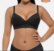 Wireless Push Up Demi Coverage Bra Black