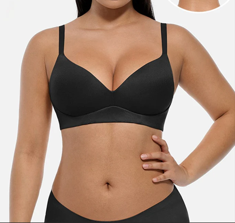 Wireless Push Up Demi Coverage Bra Black