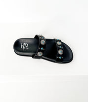 Briallen Western Studded Turquoise Sandal in Black