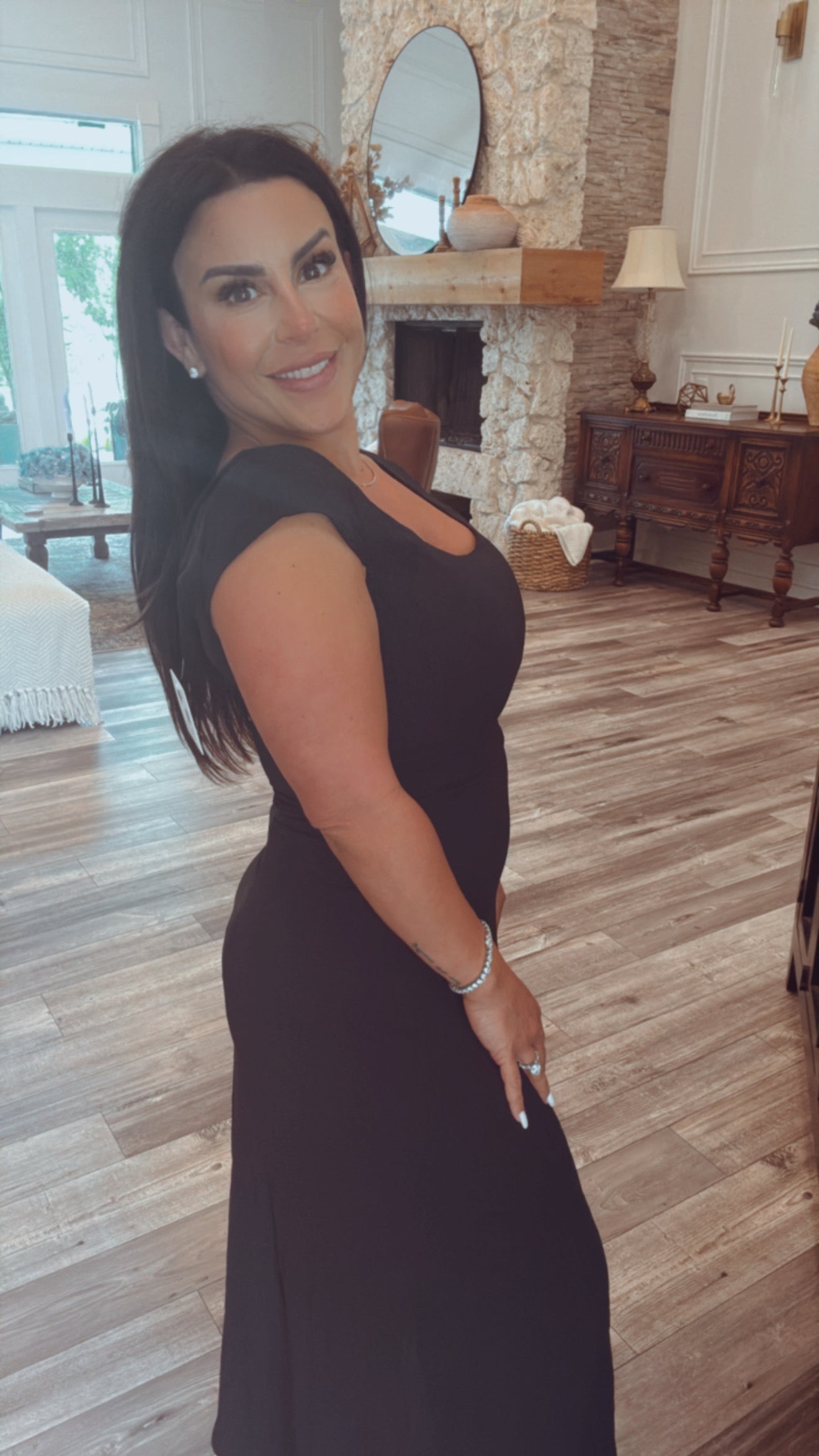 Soft Chic Long Side Slit Cozy Co  Dress