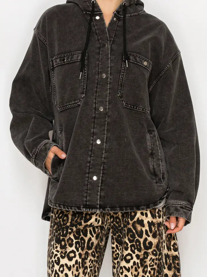Stitch and CO Chic Black Hoode Denim Jacket