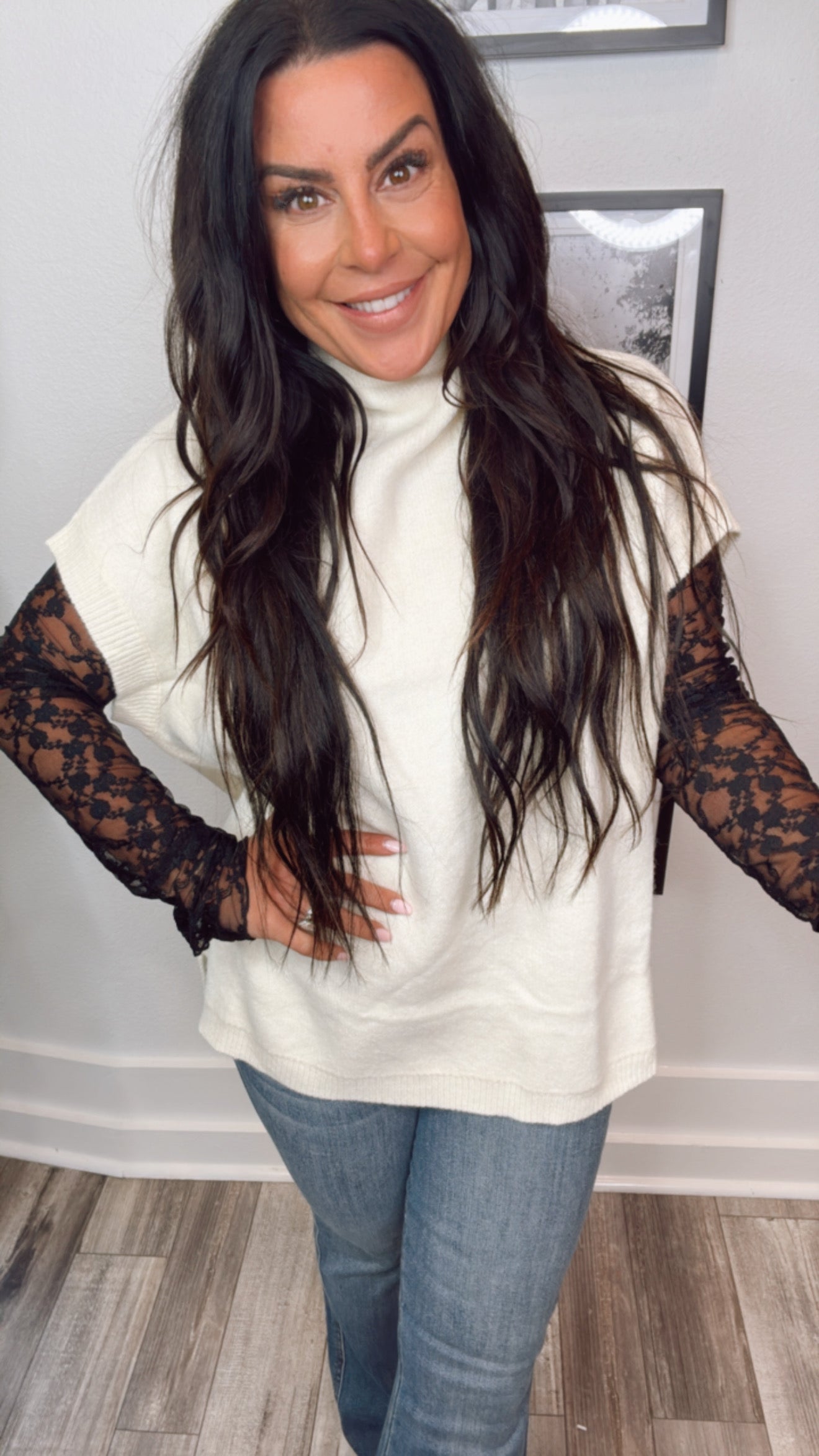 Ultra Soft Ivory Cozy Co Sleeveless Sweater Top