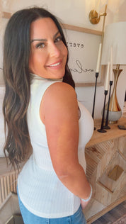 Ivory Ribbed Layer Sleeveless Top