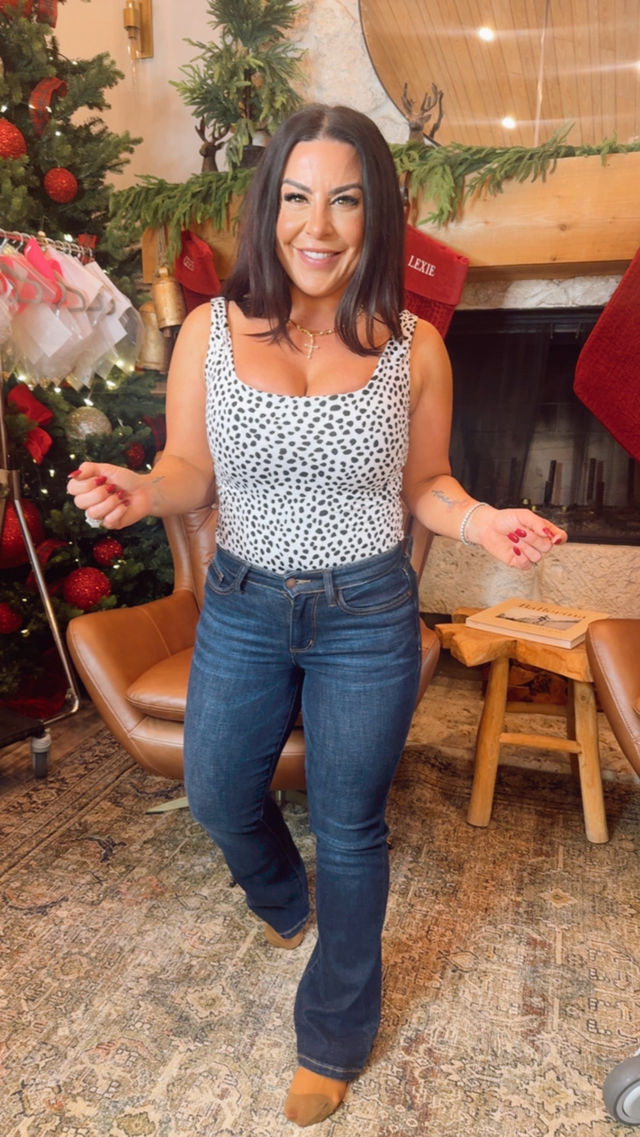 White and Black Polka Dot Tank BodySuit