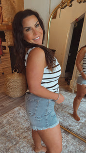 Ultra Soft Ribbed Black and White Tank