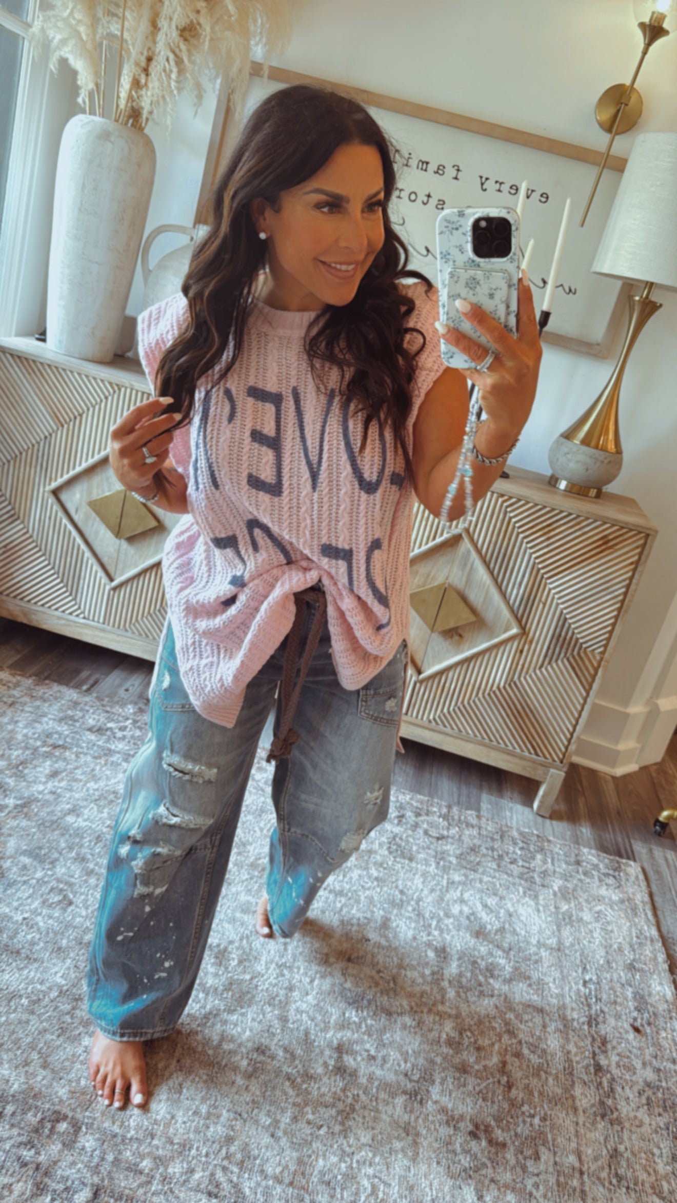 POL Pink Sleeveless Love n Peace Top