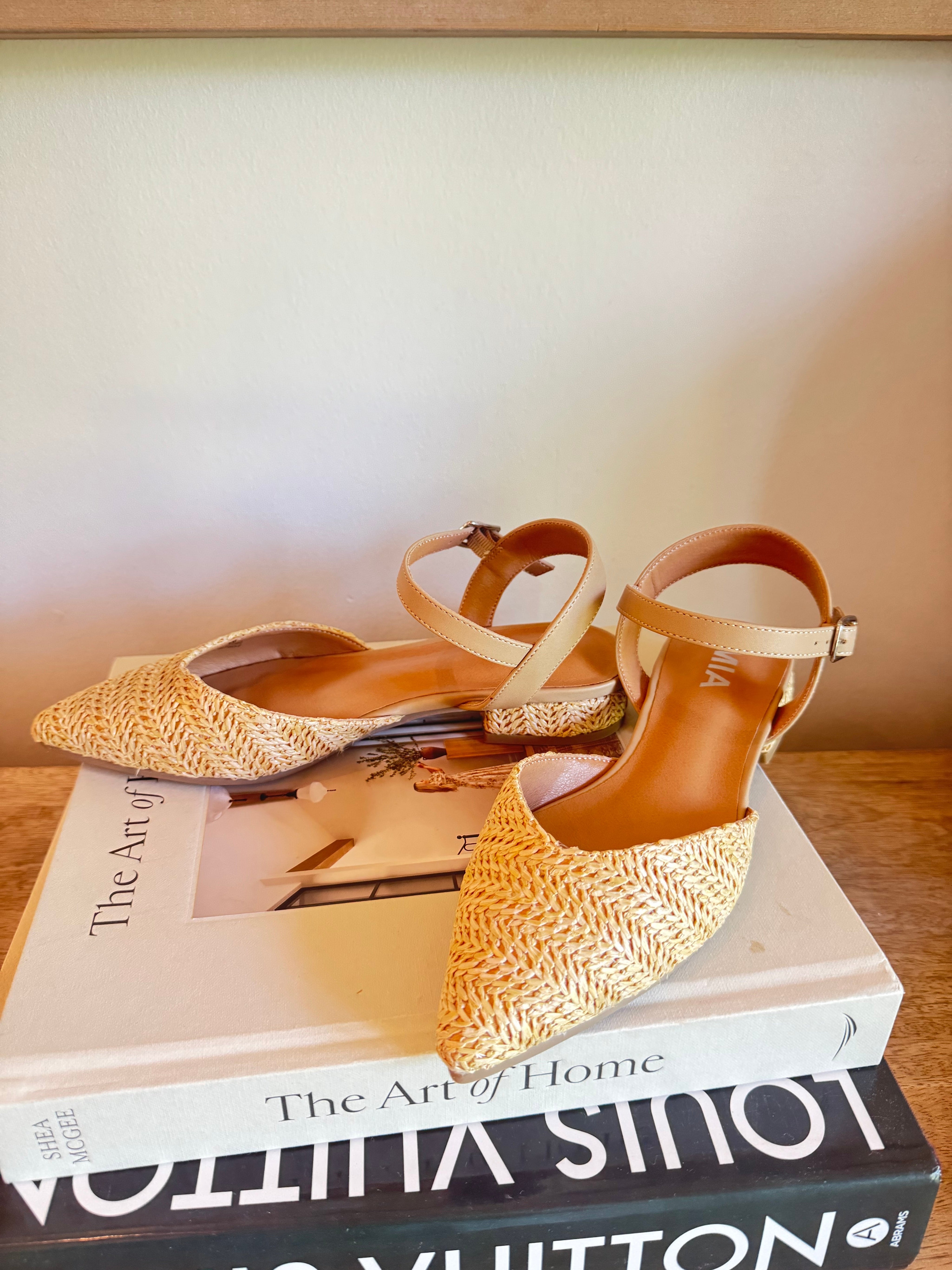 Mia Natural Woven Close Toe Heels