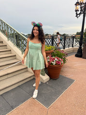 Seafoam Box Pleat Flare Denim Dress