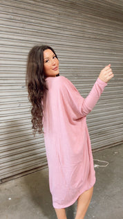 Pink Long Sleeve Long Cardi *Final Sale*