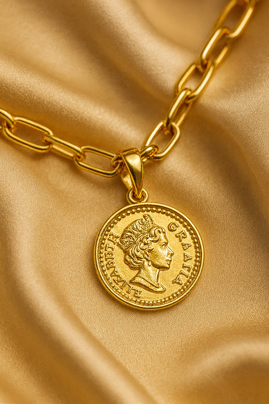 Bella Neane Exclusive Gold Queen Elizabeth Coin Charm