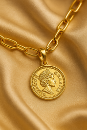 Bella Neane Exclusive Gold Queen Elizabeth Coin Charm