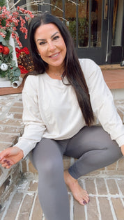 Light Taupe Vneck Crewneck