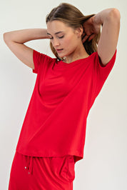 Rae Mode Red Viscose Modal Short Sleeve Top 30a