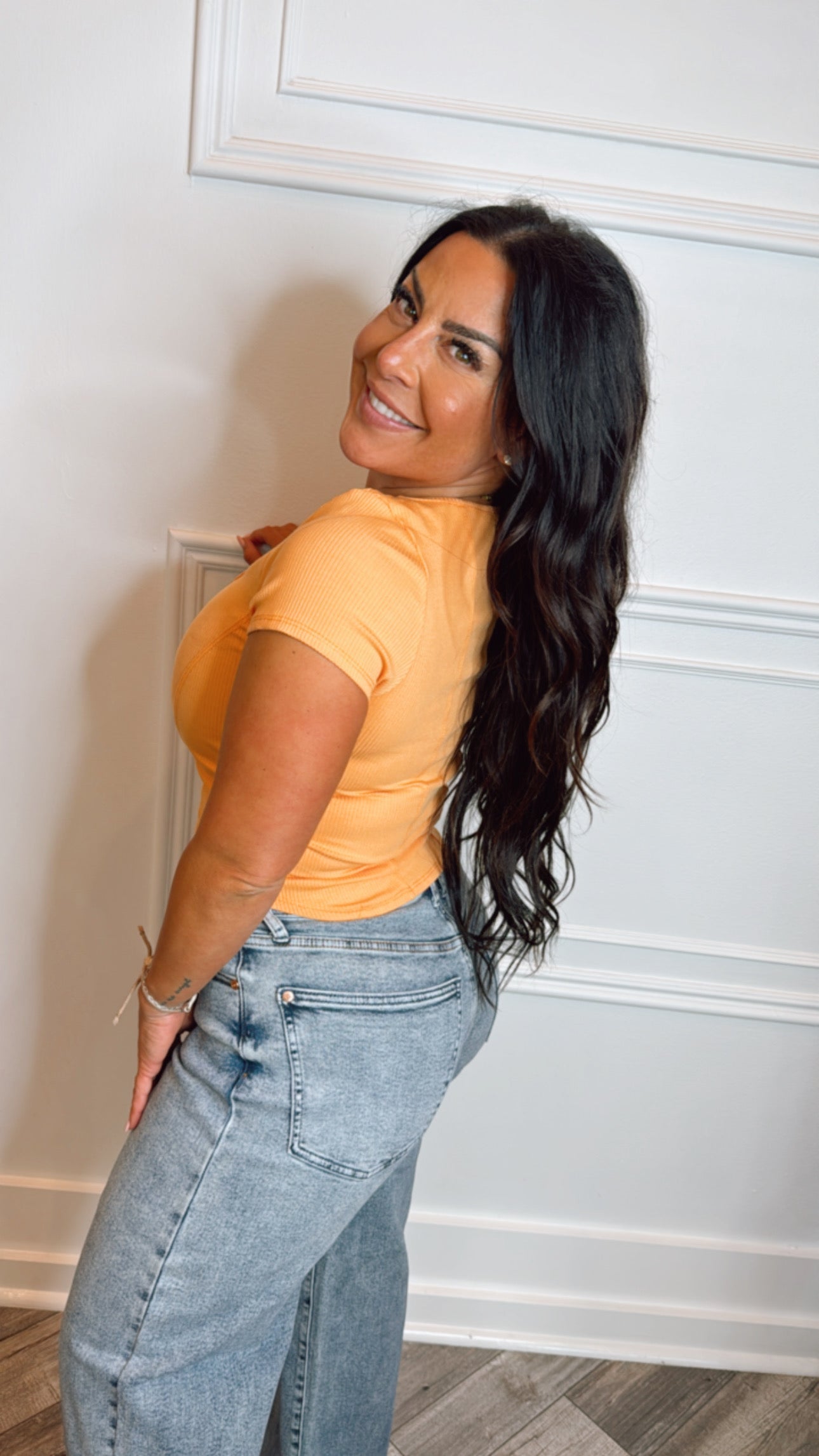 Orange Ribbed Corset BodyCon Top