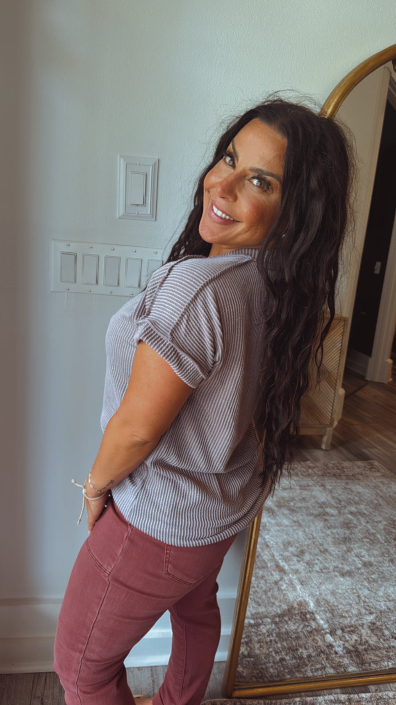 Soft Ribbed Dusty Lavender Textured Top