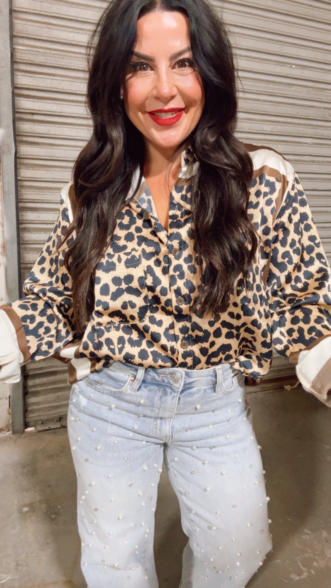 Ultra Soft Satin Button Up Long Sleeve Top 30A