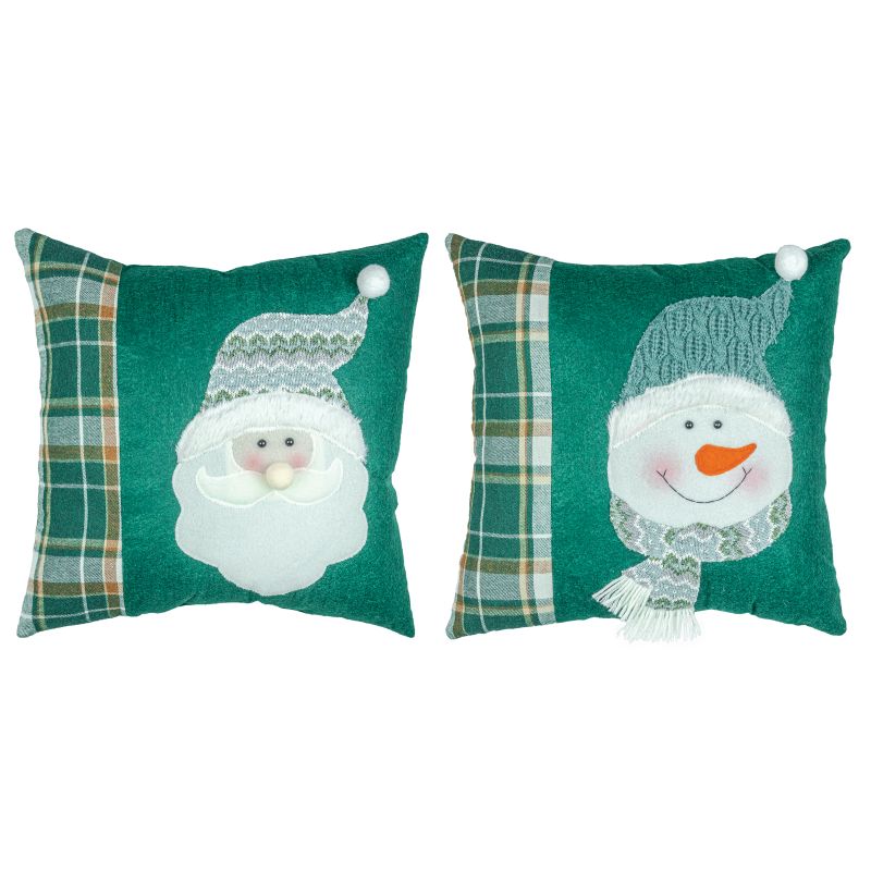 Green Plaid Christmas Throw Pillows