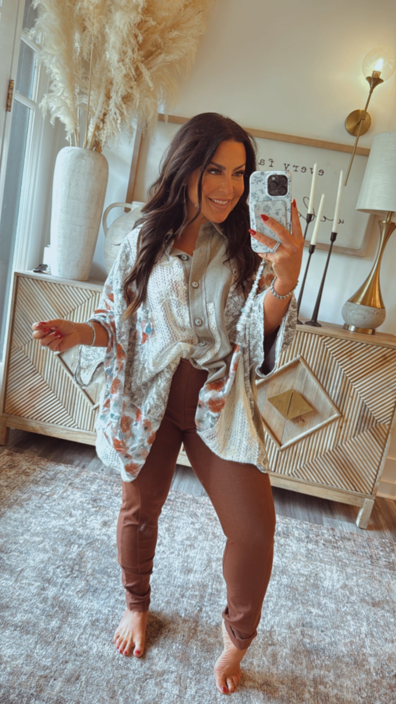 Brown Pull On Jegging Pants