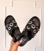 Calanthe Western Concho Sandal in Black
