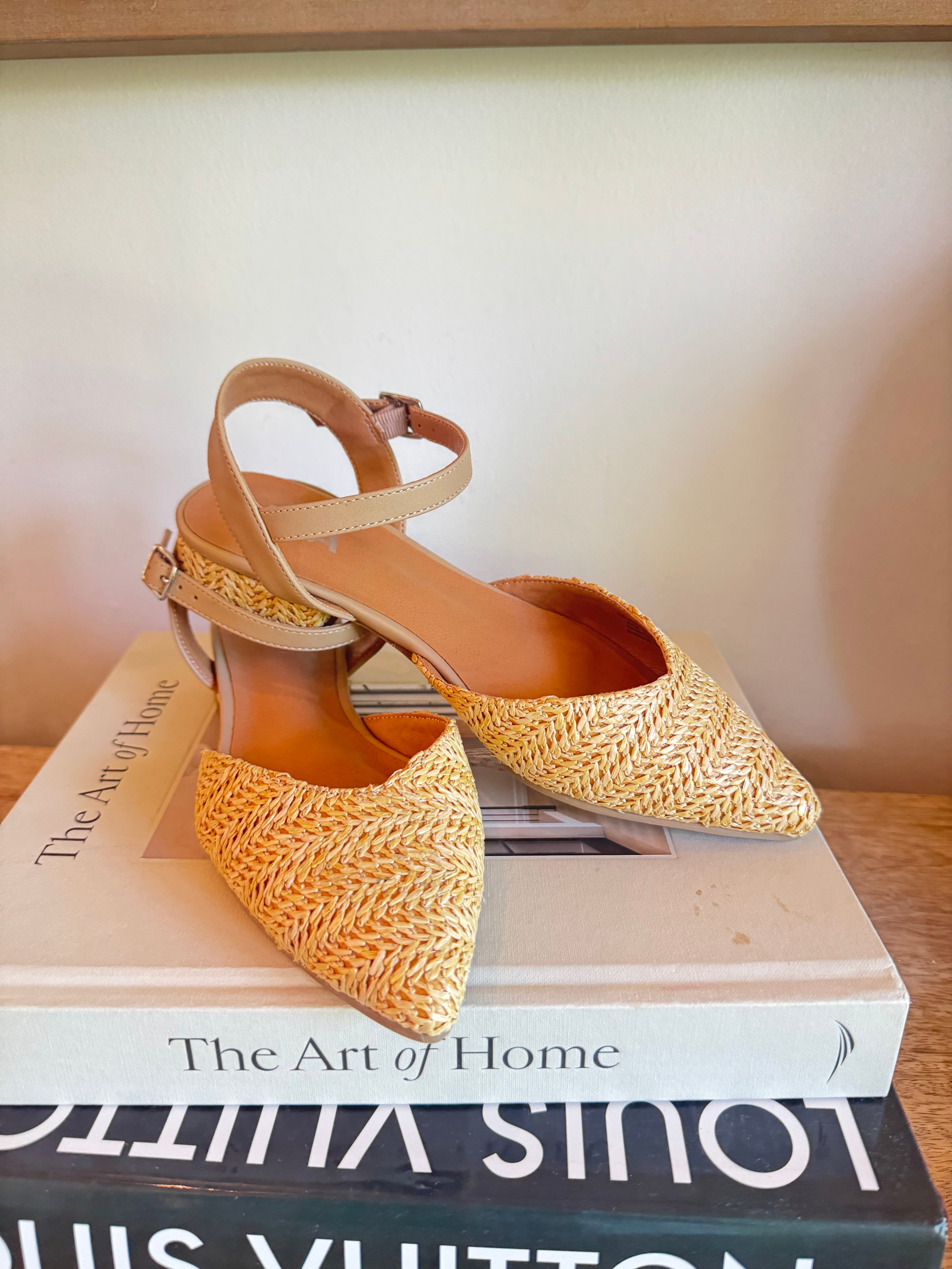 Mia Natural Woven Close Toe Heels