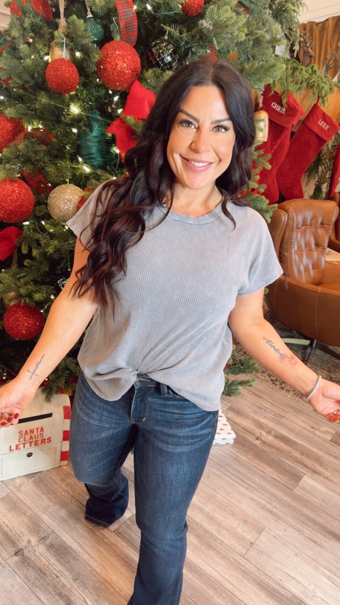 Gray Loose Fit Relaxed Top