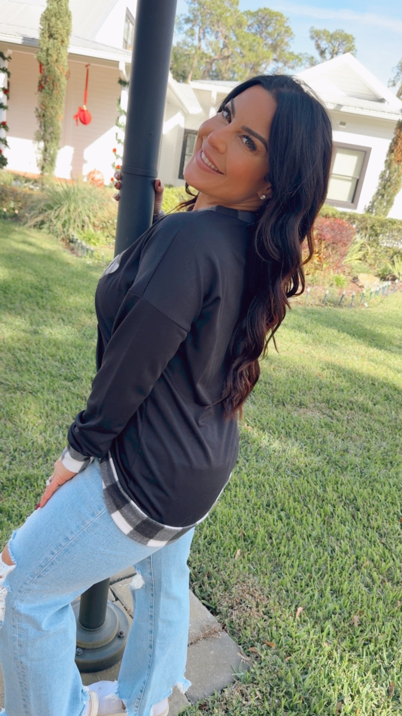 Black and Ivory Reindeer Crewneck